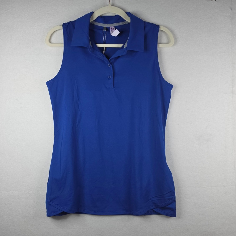 Under Armour Zinger Sleeveless Polo Medium Royal Blue HeatGear Golf Tank
